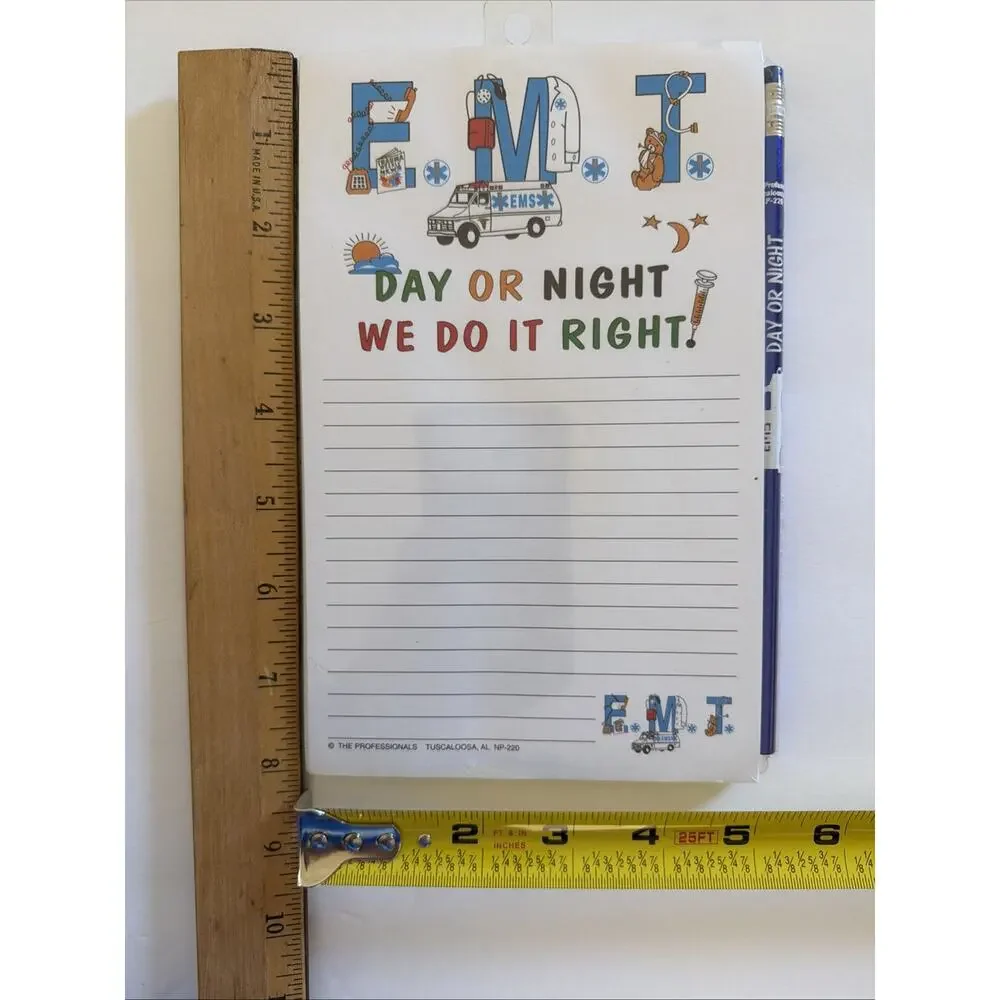 EMT Note Pad Pencil New Day or Night We do it Right School Graduation Gifts